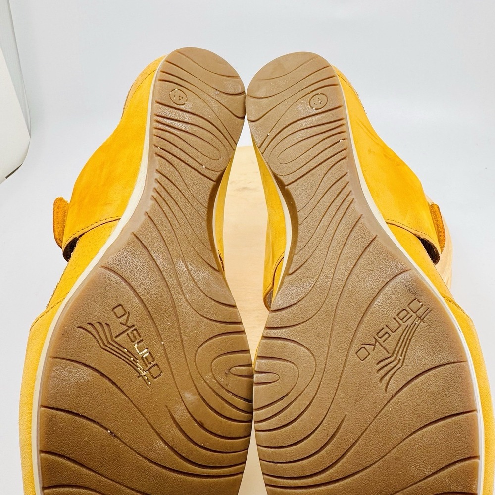 Dansko Vienna Sandals Shoes Womens 10.5 41 yellow Leather Slide Wedge Comfort - Picture 6 of 7